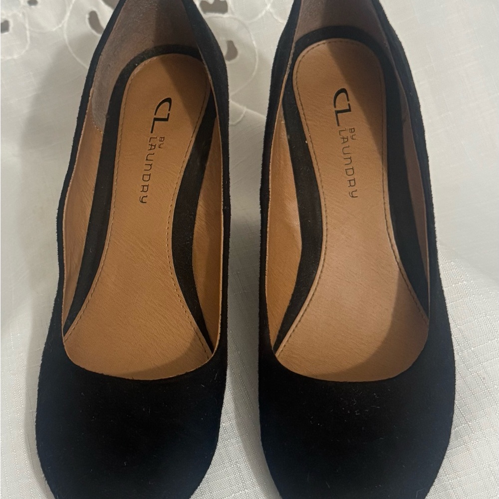 Black Velvet Wedge Heels